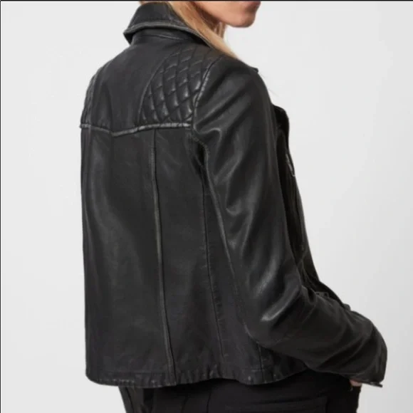 All Saints Black Leather Jacket - Picture 2 of 13